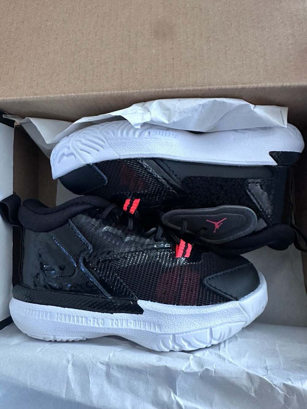 Jordan Zion 1 TD Size 4C Black Bright Crimson White Sneakers